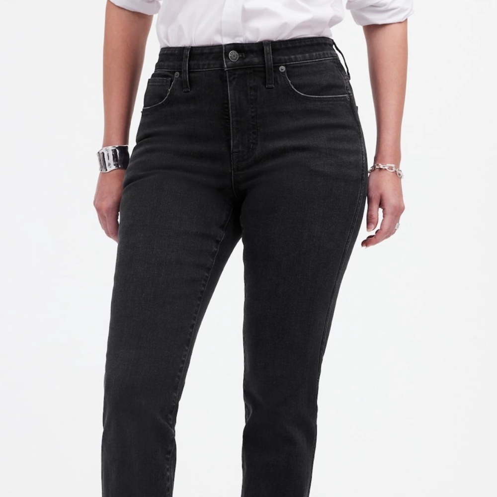 Madewell Curvy Stovepipe Jeans Black Mid Rise Stretch Denim Size 32